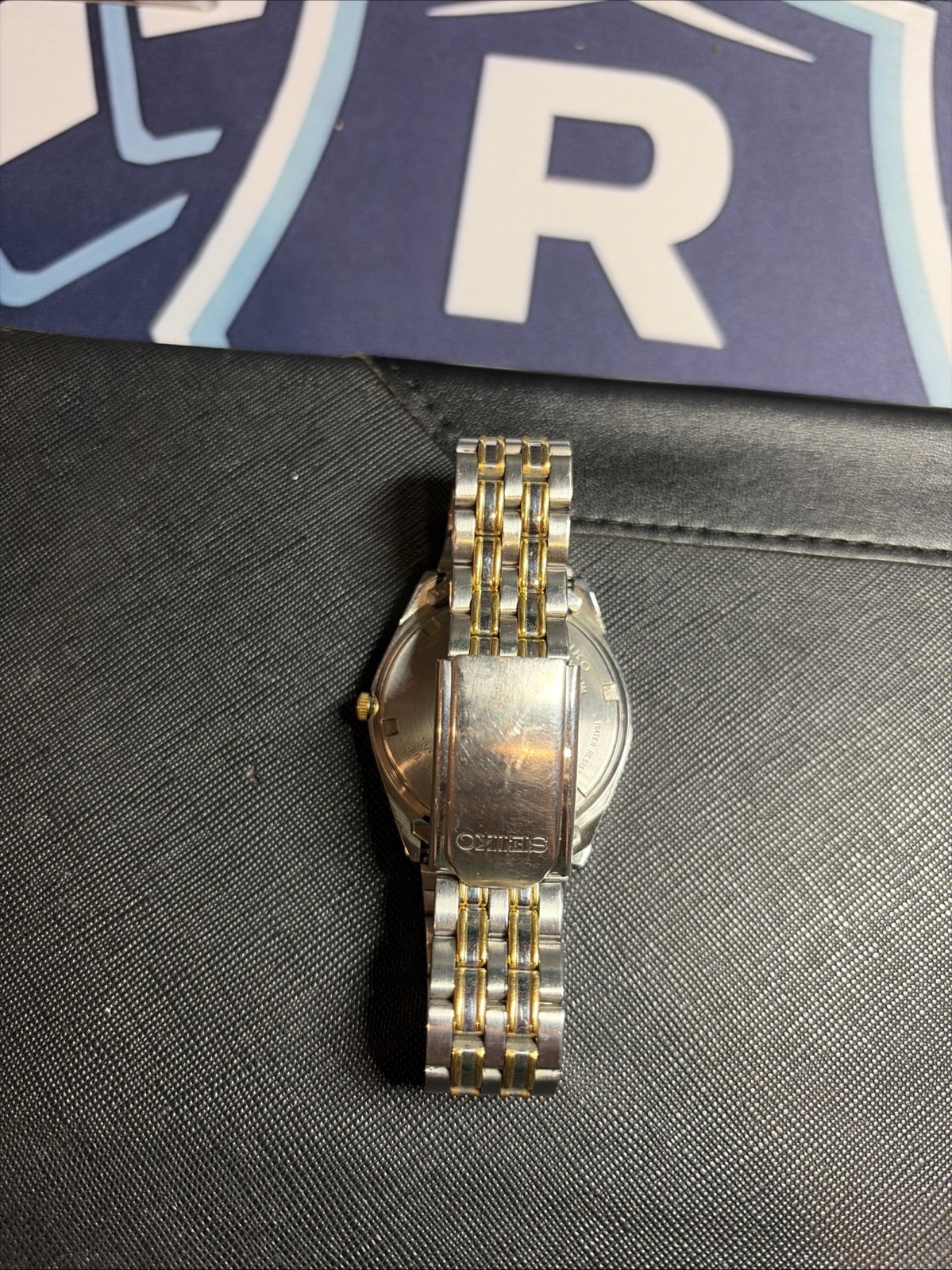 Seiko Quartz Sports 50 — Two‑Tone Men’s Watch — Day/Date — Analog Needs Batt.
