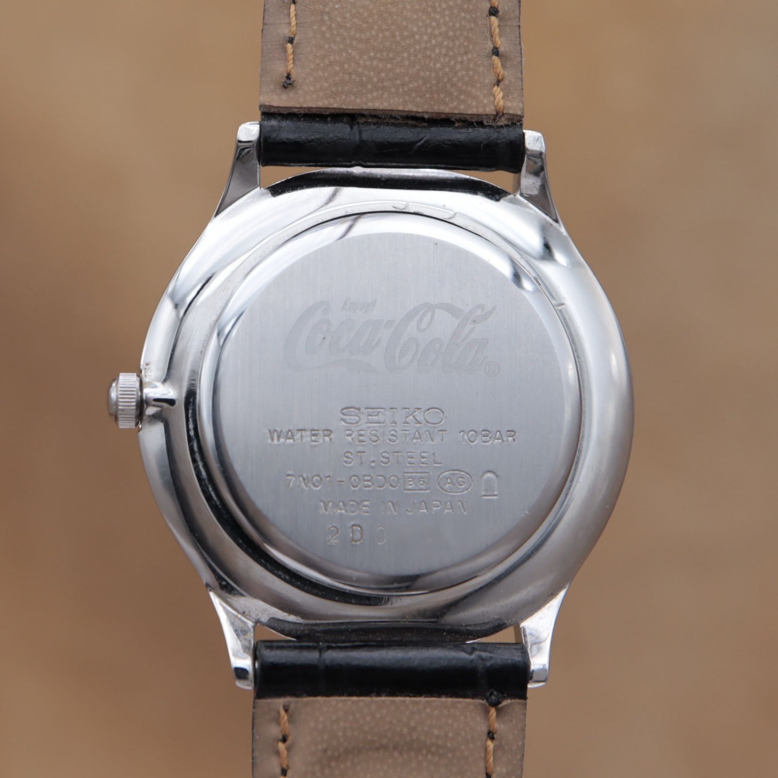 Seiko Coca Cola 7N01 0BD0 SEIKO Coca Cola Silver Dial Round Vintage Men’s 32.5mm