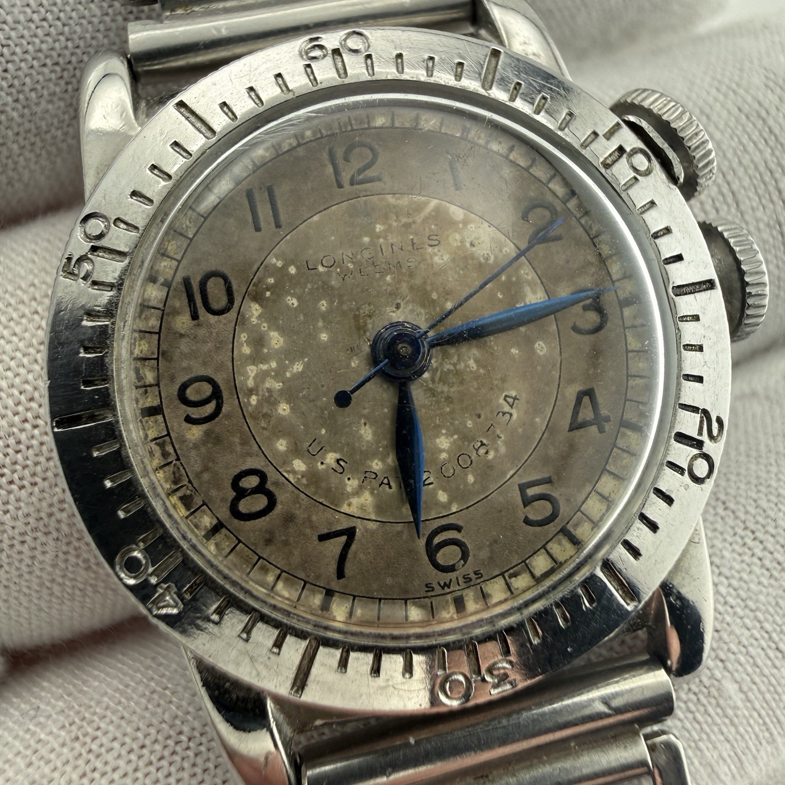 Vintage 1940’s Longines Weems Pilots Mechanical Watch – Working