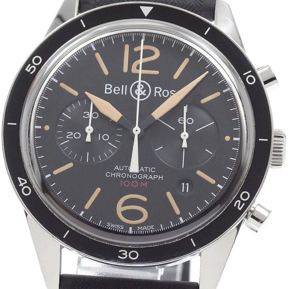 Bell & Ross BR126-94-SP Vintage Officer Black Chronograph from Japan