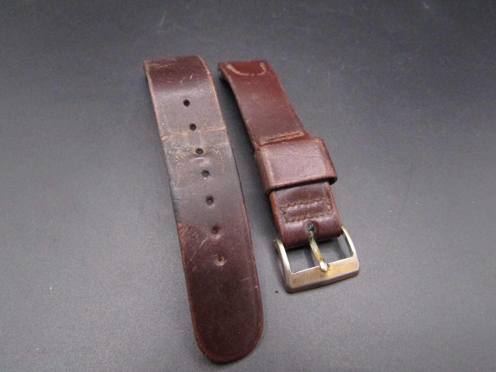 Vintage Rare Kreisler Shell Cordavan Leather Dark Brown Watch Band Strap 17mm