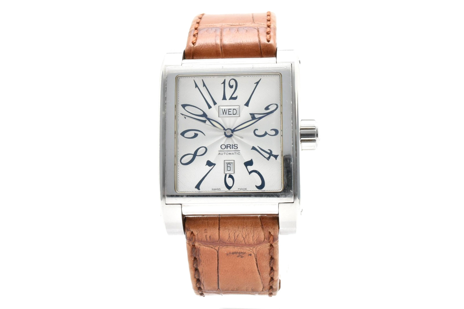 [Near MINT] ORIS Miles 7538 Rectangular Day/Date White Dial At Men’s Watch