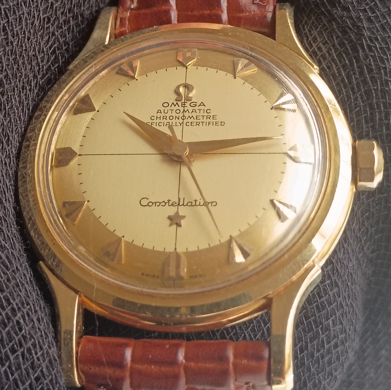 18k Solid Gold OMEGA Constellation Arrow Markers Automatic Vintage Men’s Watch