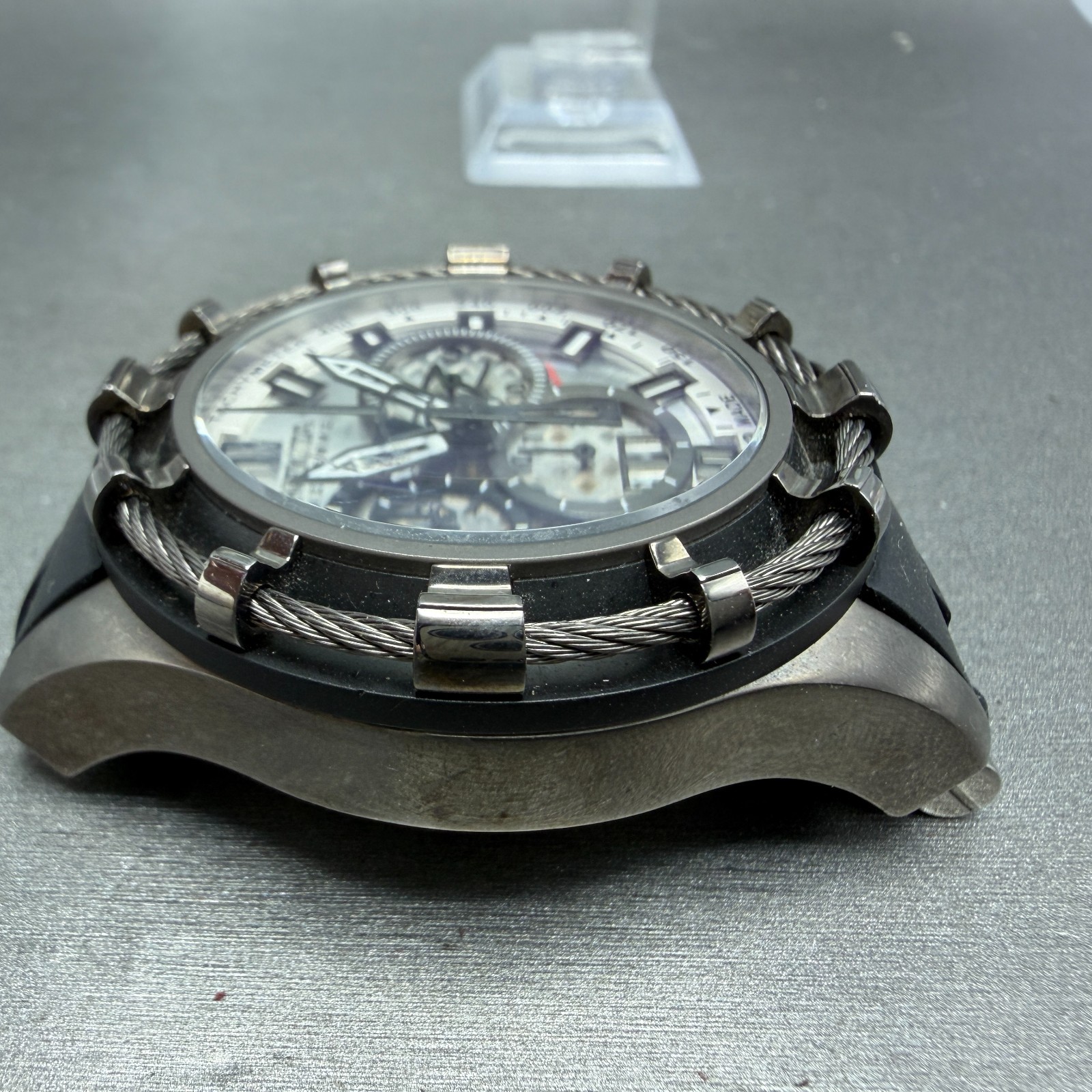 Invicta Reserve Bolt Chrono Watch Men 50mm Silver Dial Gray Daydate 0197 NewBatt
