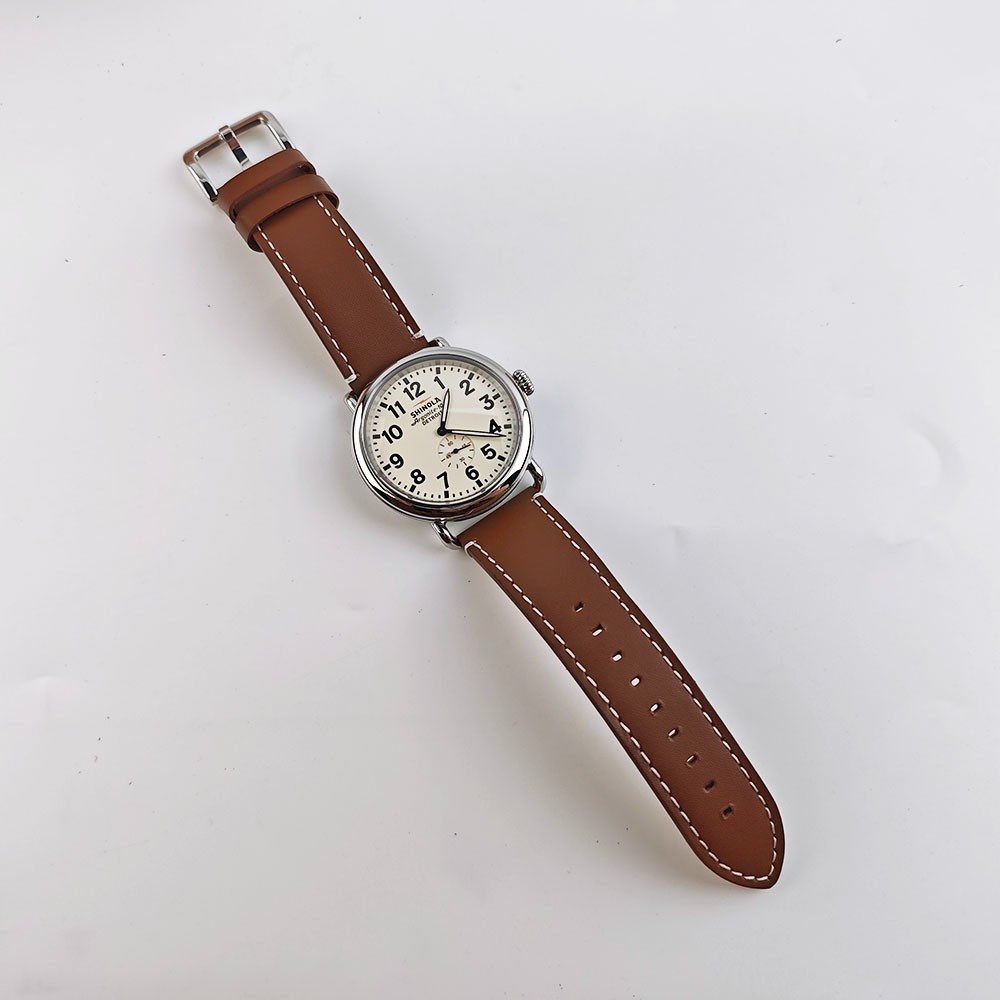 Shinola The Runwell Cream Dial Leather Strap Argonite 1069 Men’s 47mm Watch