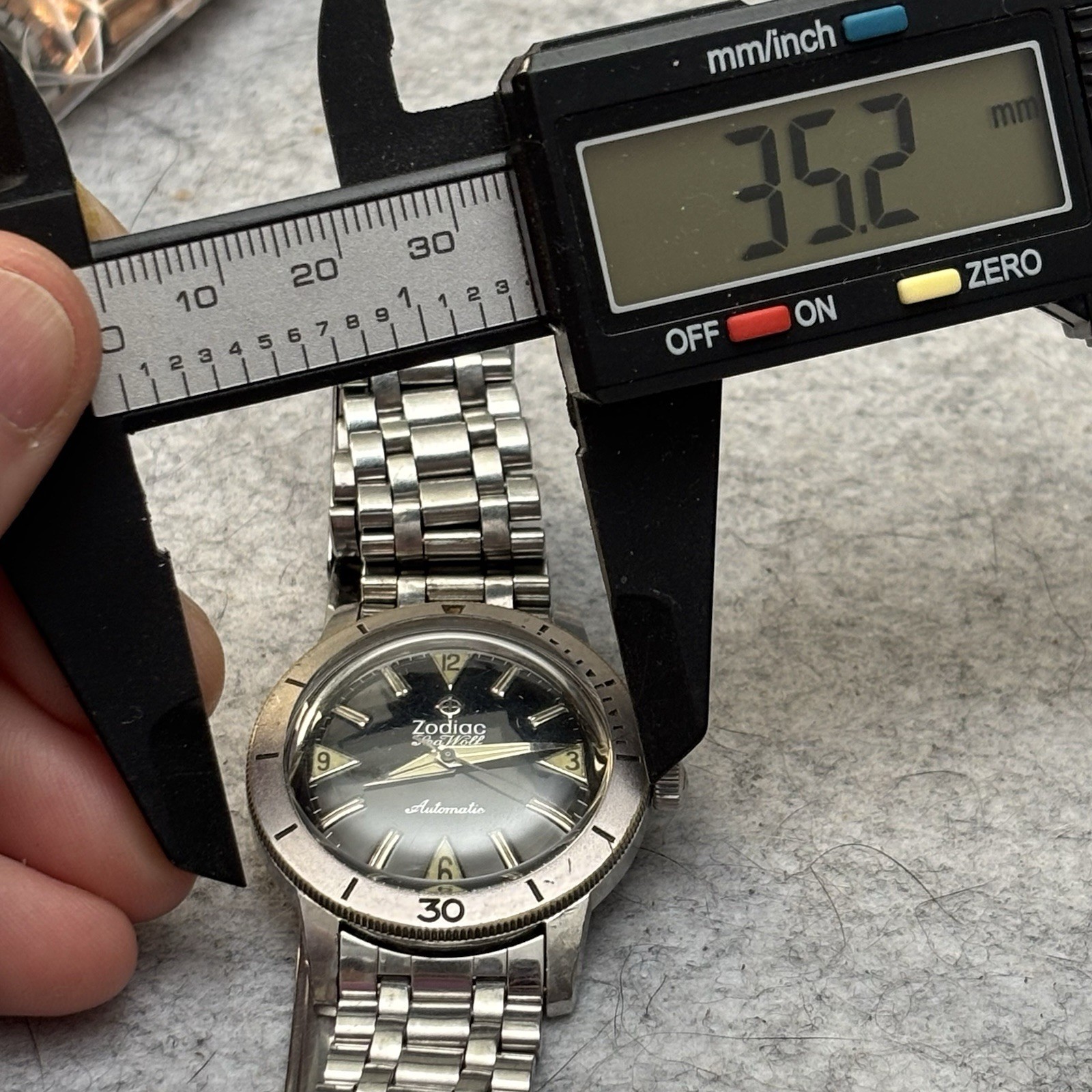 Vintage Zodiac SeaWolf 1960’s Black Original Dial No Date Bracelet Skindiver