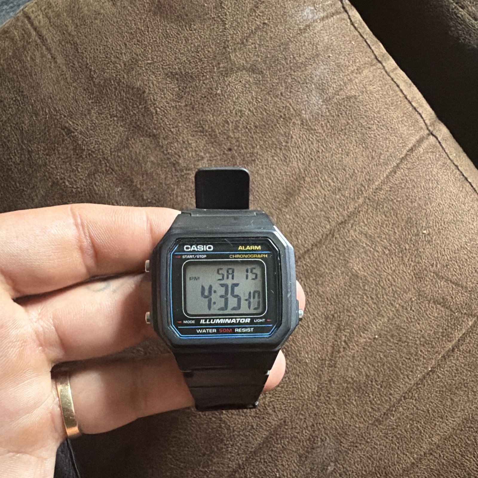 Casio W-217H Quartz Digital Wristwatch Black Resin Strap 50m Alarm Chrono