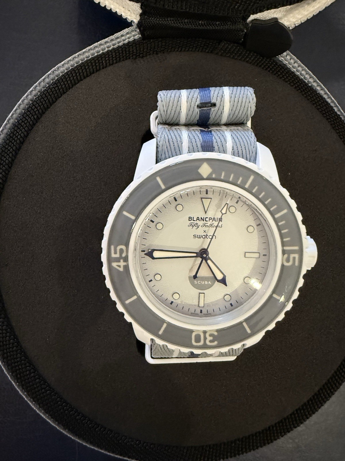 Blancpain × Swatch – Antarctic Ocean White Dial – Scuba Fifty Fathoms