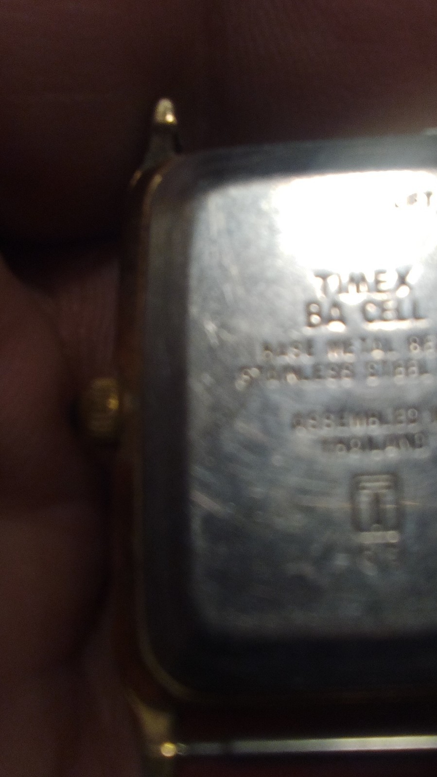 Timex Quartz Analog Wristwatch Square Gold Case Black Dial Stick Indexes