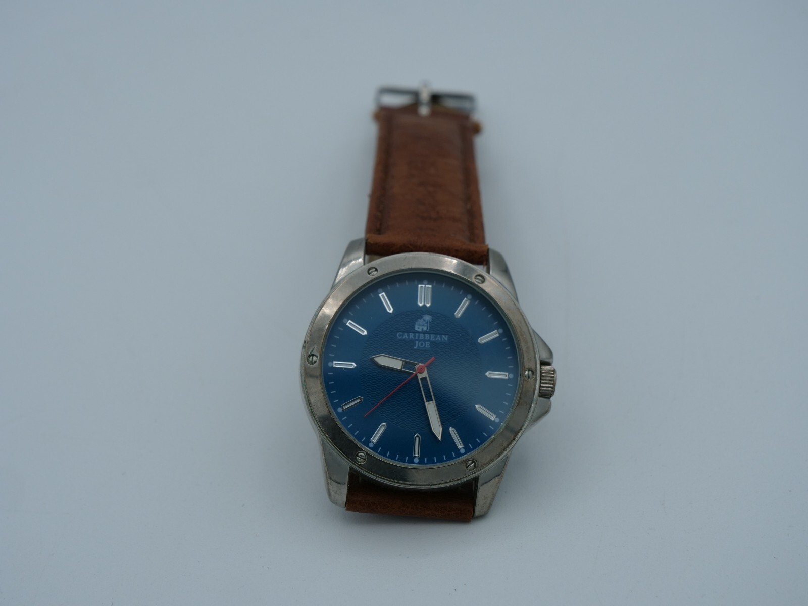 Caribbean Joe Dress Watch Blue Dial Brown Strap