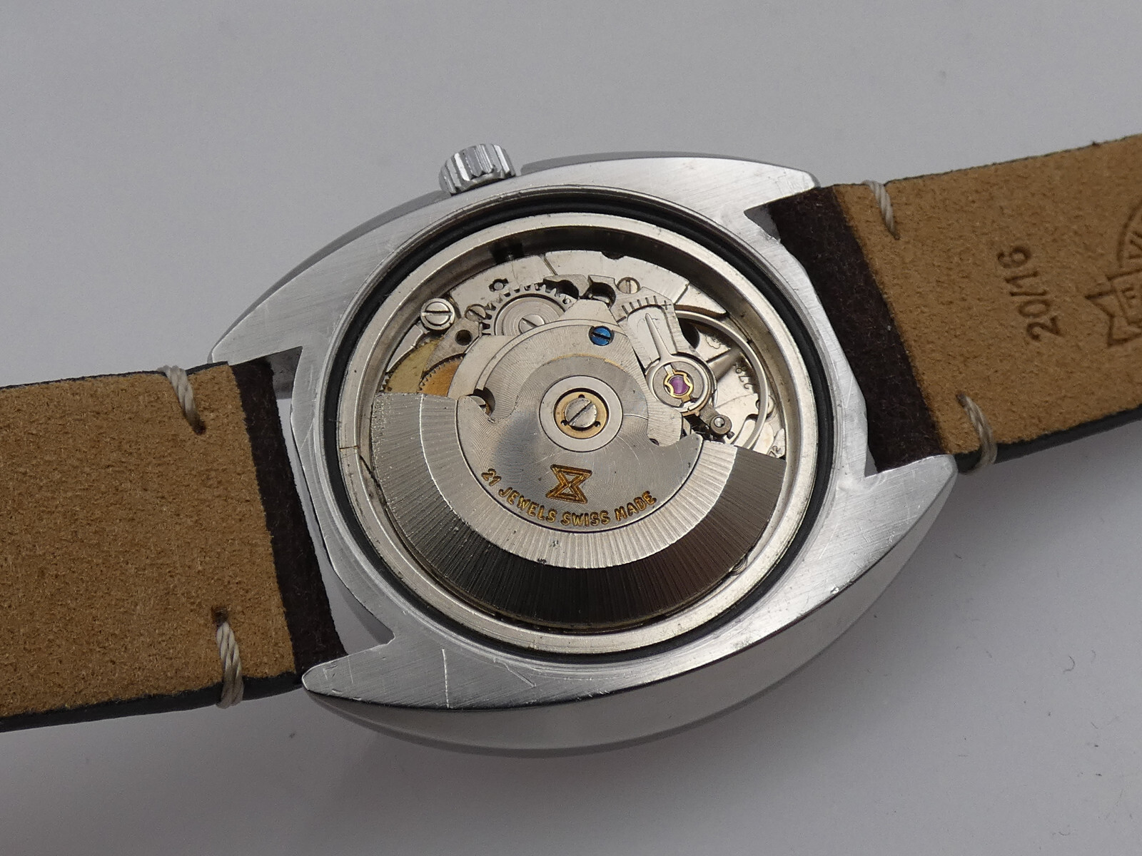 LORENZ EDOX BLUBIRD CUSHION OVERSIZE 38,5mm AUTOMATIC STEEL YEARS ’70s WATCH