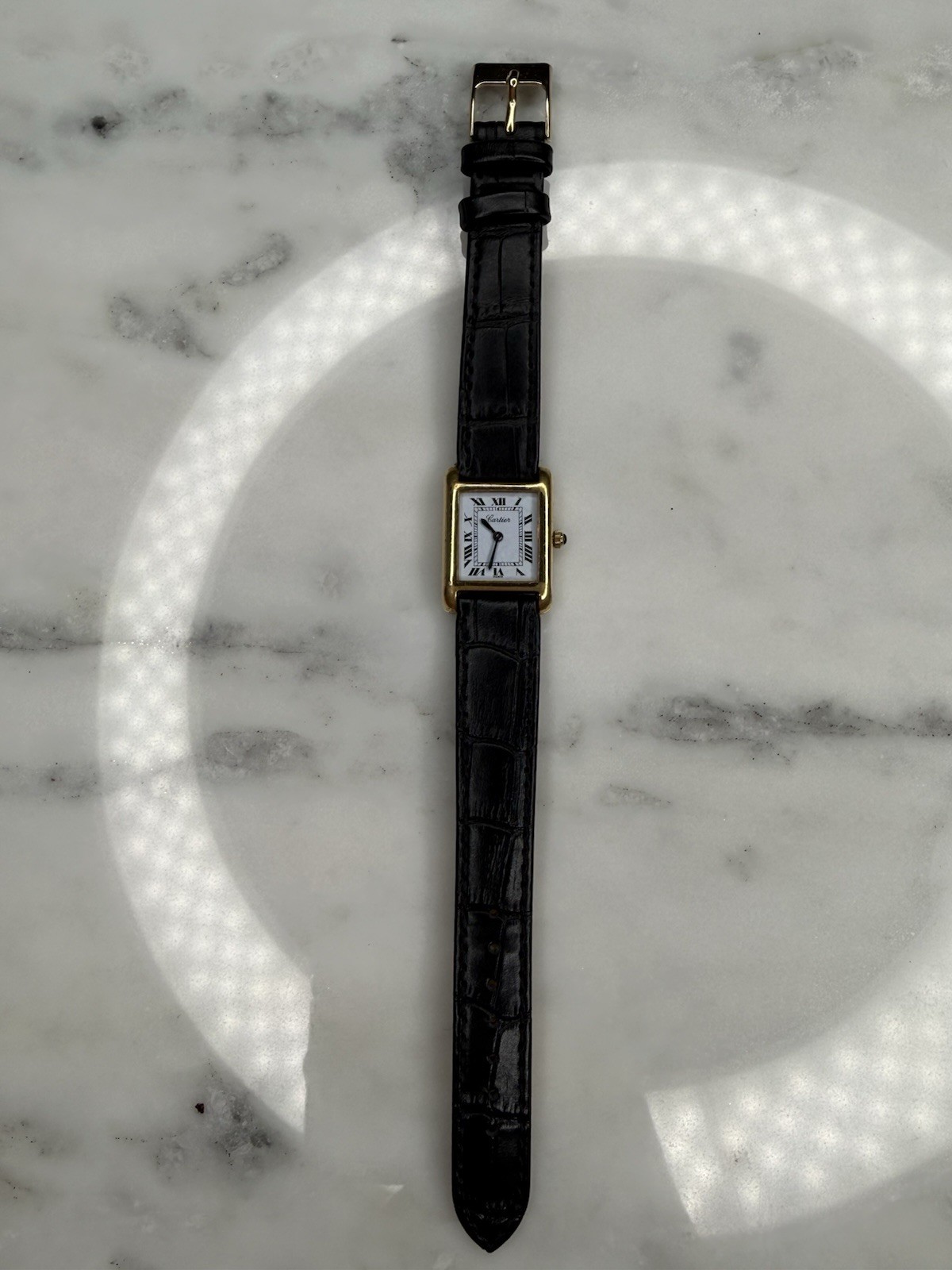 Auth Vintage Cartier Tank 18k Electroplated 1970s 21x28mm Manual Wind Movement