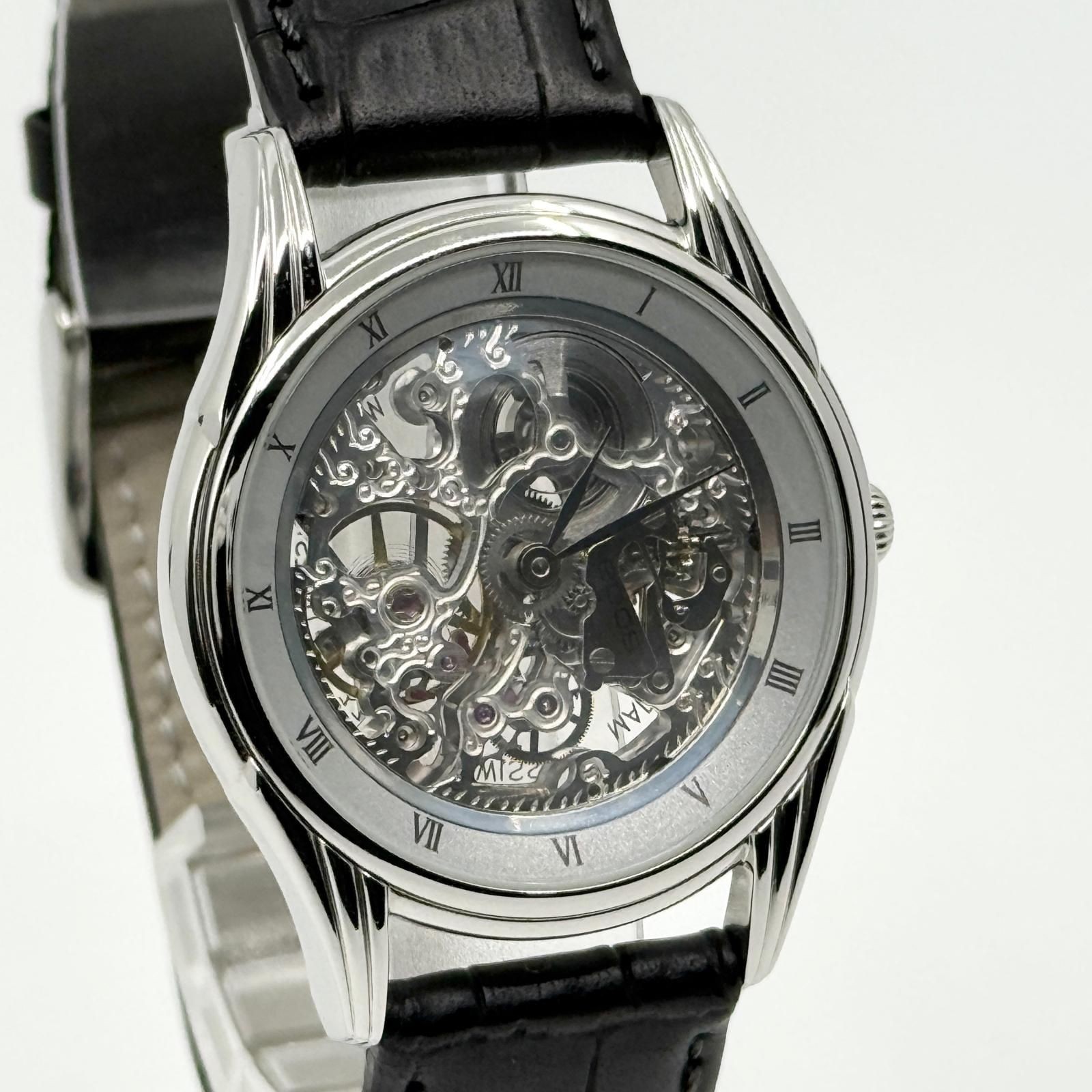 Epos Skeleton Manual Wind Men’s Wristwatch Japan Working Condition 073553