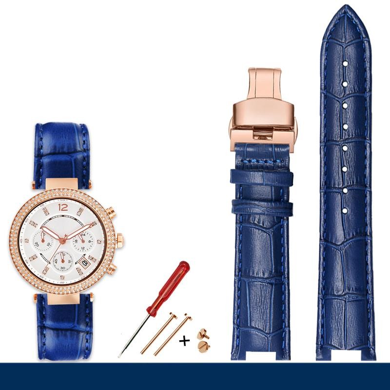 Fashion Notched Cowhide Watch Strap for Michael Kors Watch Mk6985 6986 Mk2425 /
