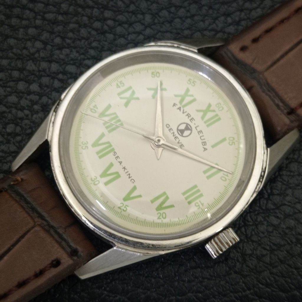 FAVRE LEUBA SEA KING VINTAGE HAND-WINDING SWISS MENS CREAM DIAL WATCH a703819-1