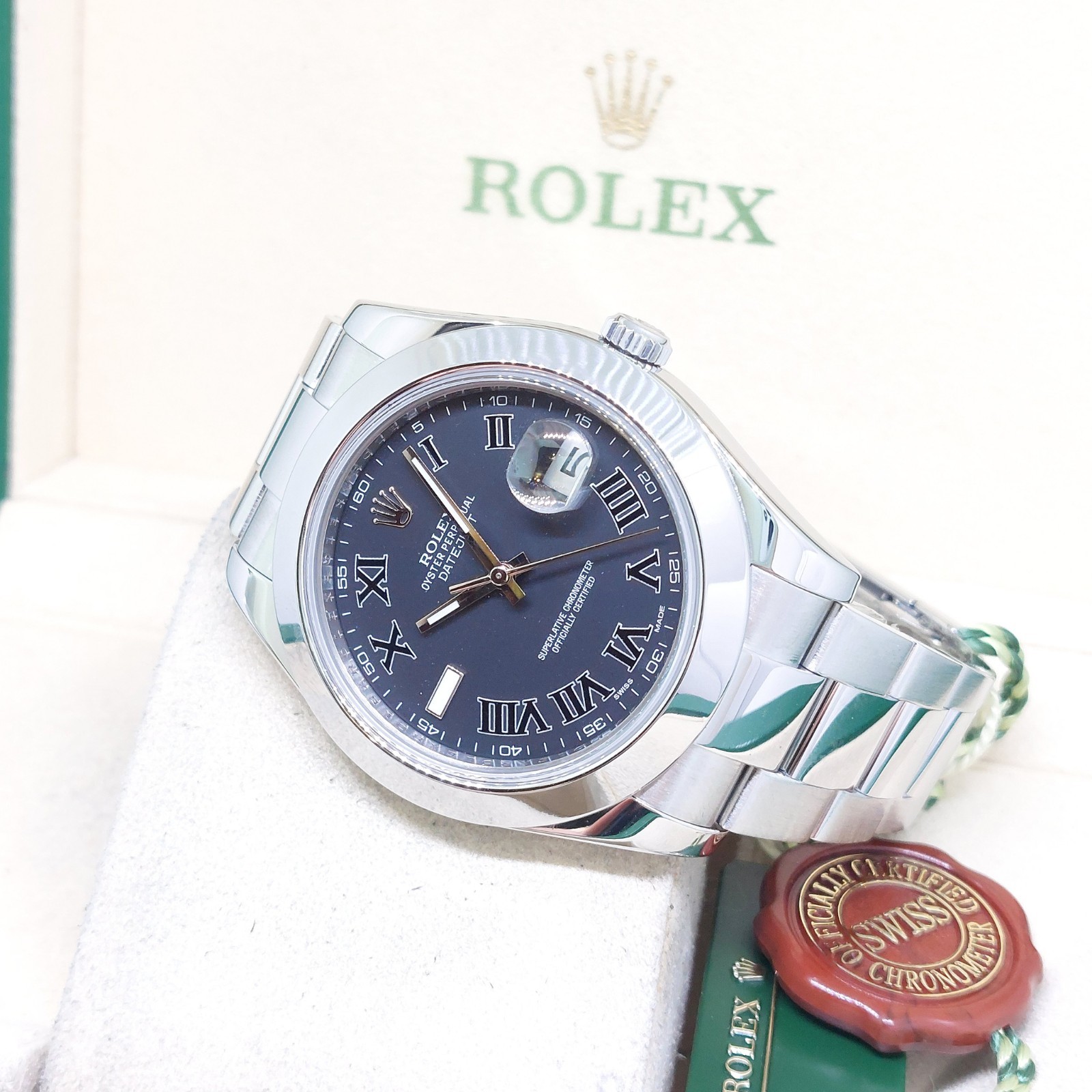 Rolex Oyster Perpetual 41mm Black Roman Datejust II REF: 116300 (2012)