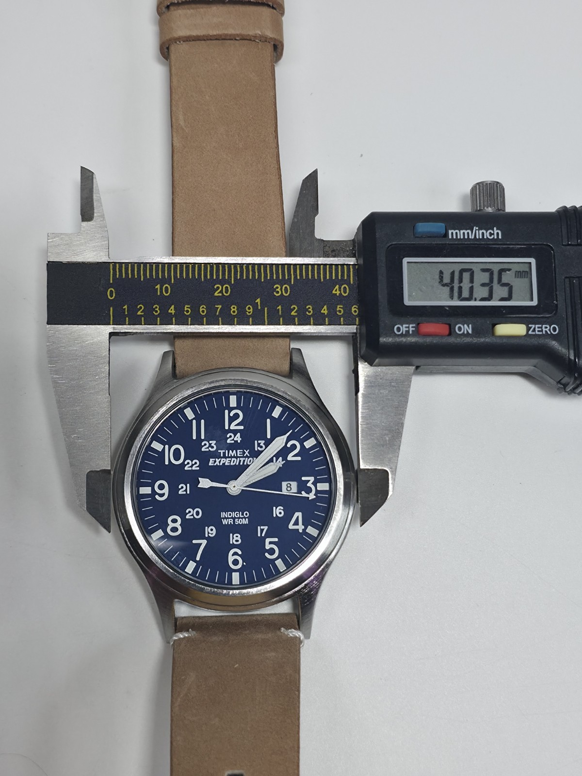 Timex Expedition Scout Quartz Watch | Blue Dial, Tan Leather Strap | NIB