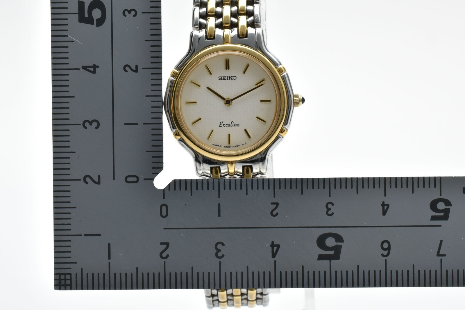 Vintege 1990 SEIKO 7320-0410 Exceline Gold Roman Quartz Ivory Dial Ladies Watch