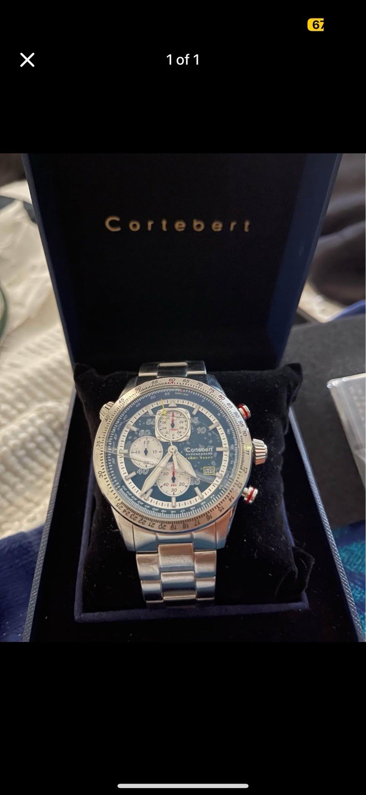 Cortebert Elevation Chronograph Watch With Rotating Slide Rule CB-3003-01