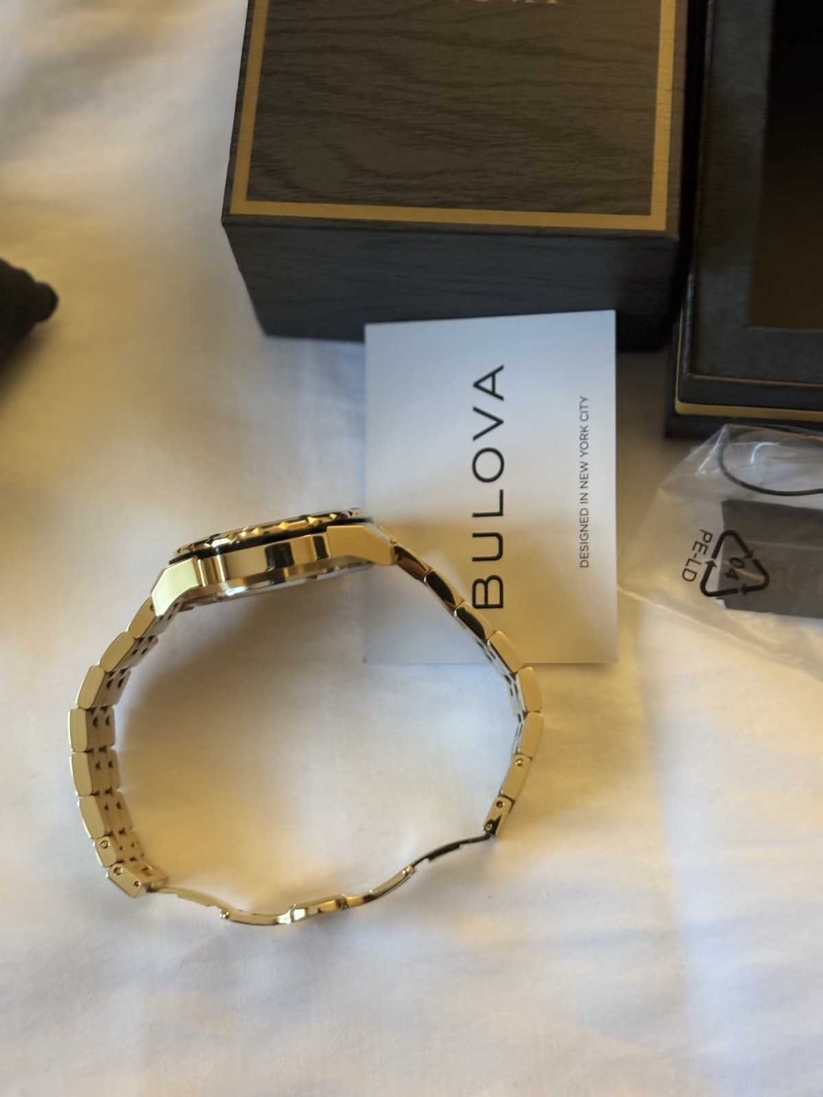 Bulova marine star Men’s Automatic Black Dial 44m Gold-Tone Watch w/ Box