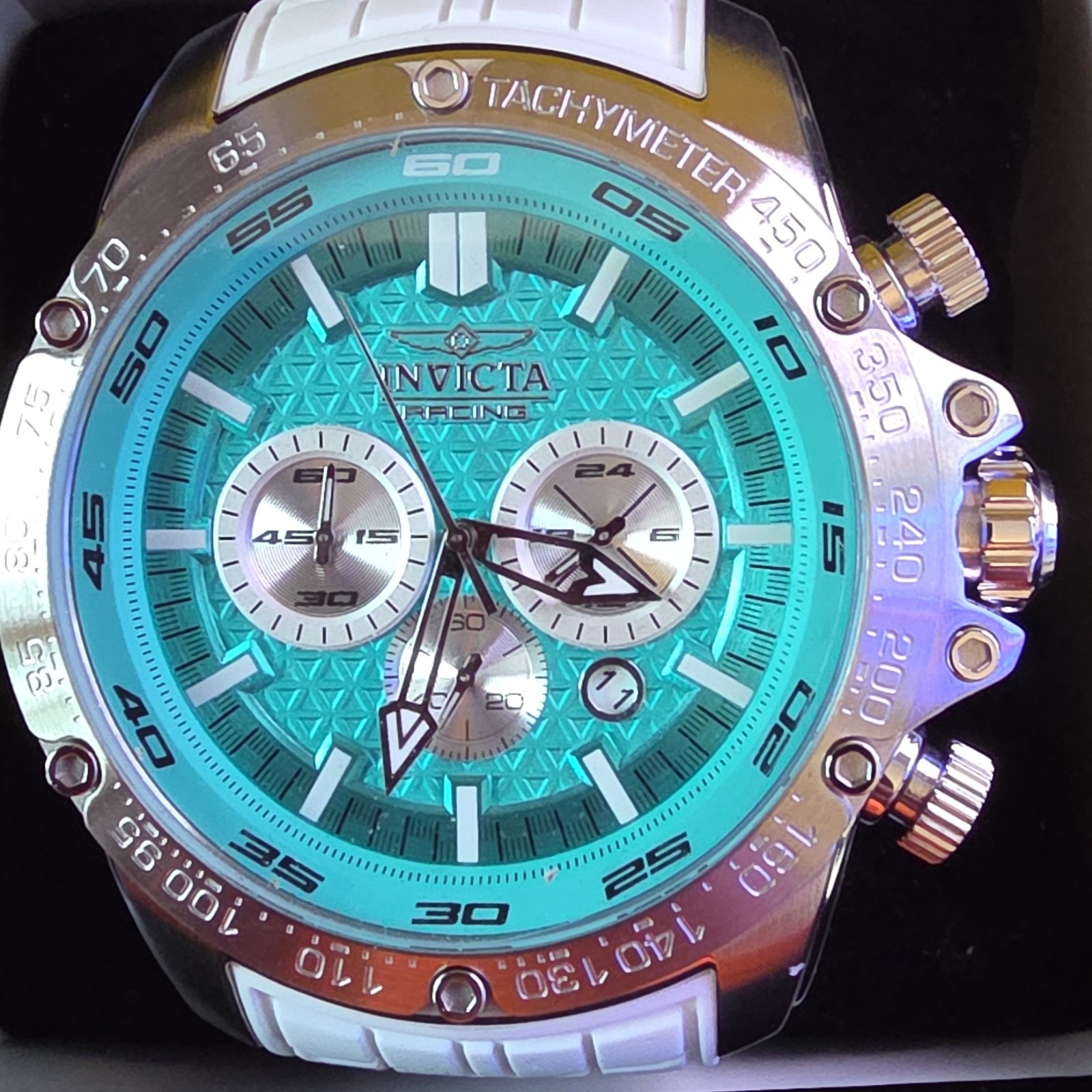 Invicta Speedway Tarmax GTR Men’s Quartz 52mm Tiff Blue And Silver /White Strap