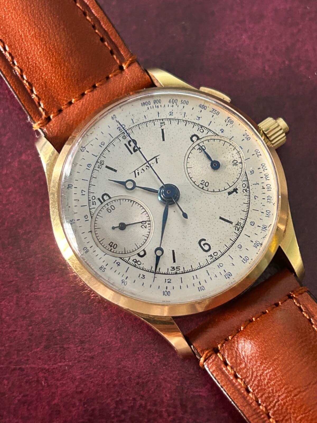 Tissot Chronograph Monopusher Rose Gold 18K Vintage Rare Cal. Lemania 15cht
