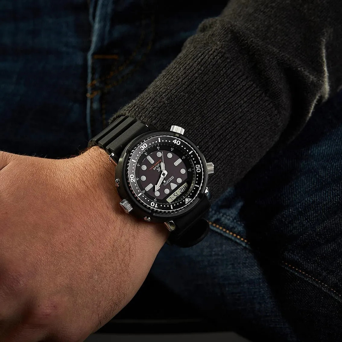 Seiko Prospex SNJ025P1 Arnie Solar Baselworld 2019 Digital Analog Black Dial