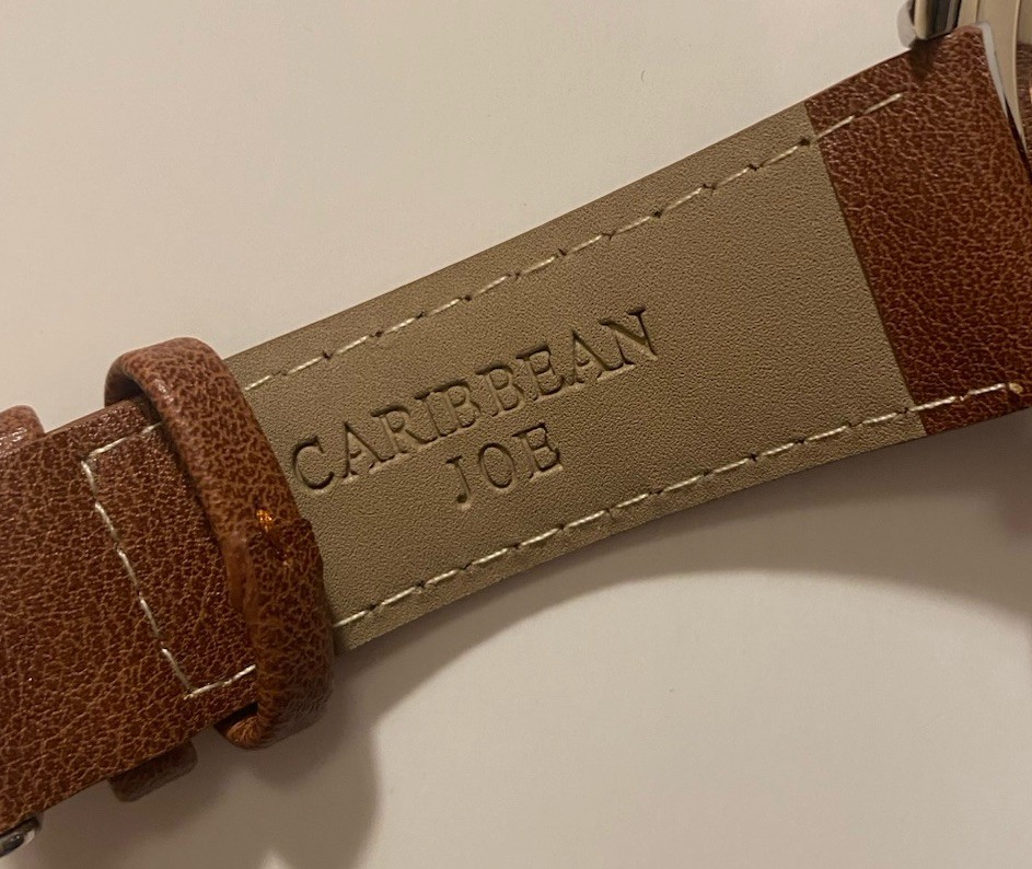 Caribbean Joe Men’s SilverTone Four Dial Watch Faux Leather Strap CJ1728SLKO NWT