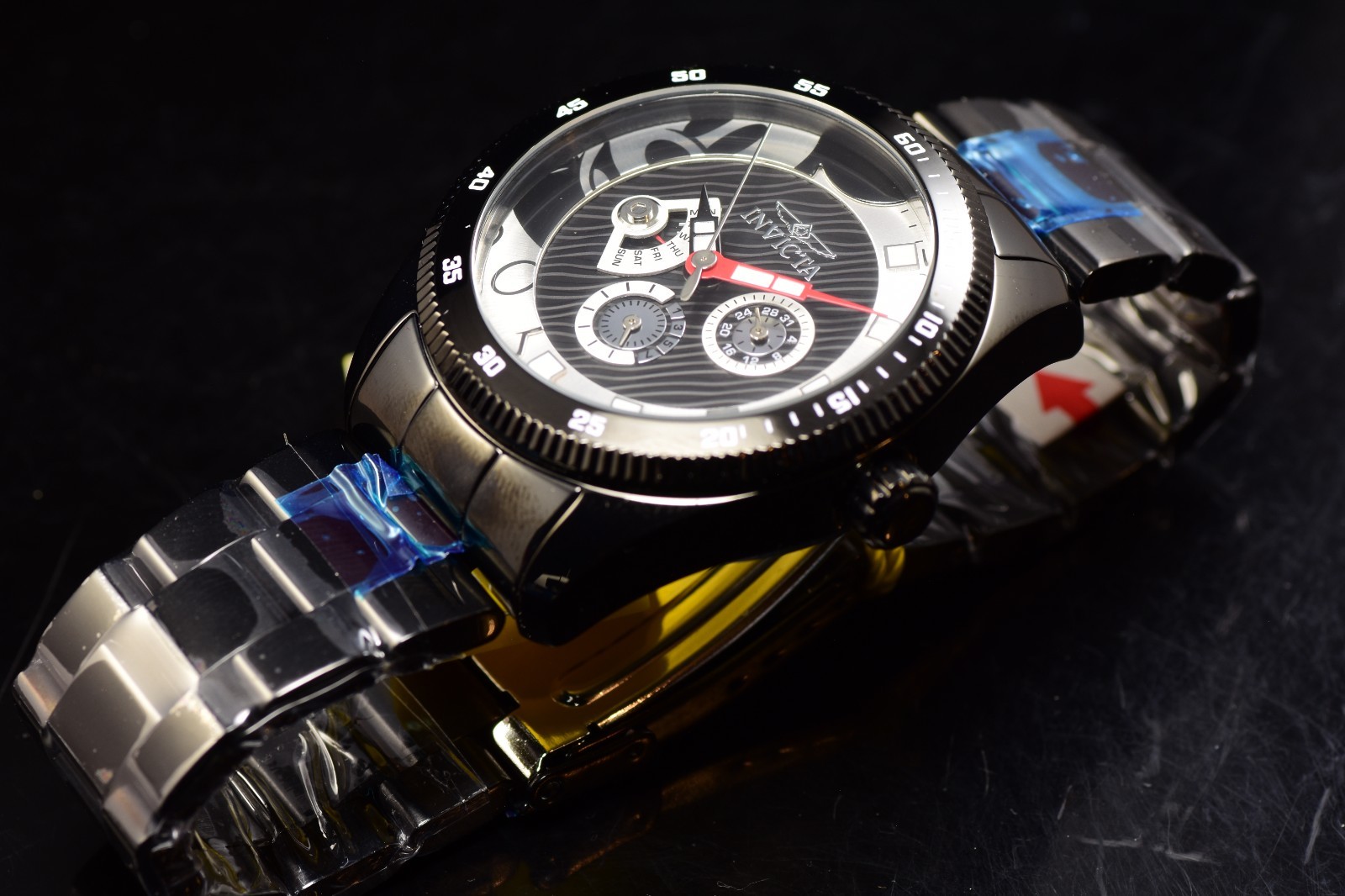 Invicta Men’s 25458 Disney Quartz Multifunction Rainbow Dial Black SS Tone Watch