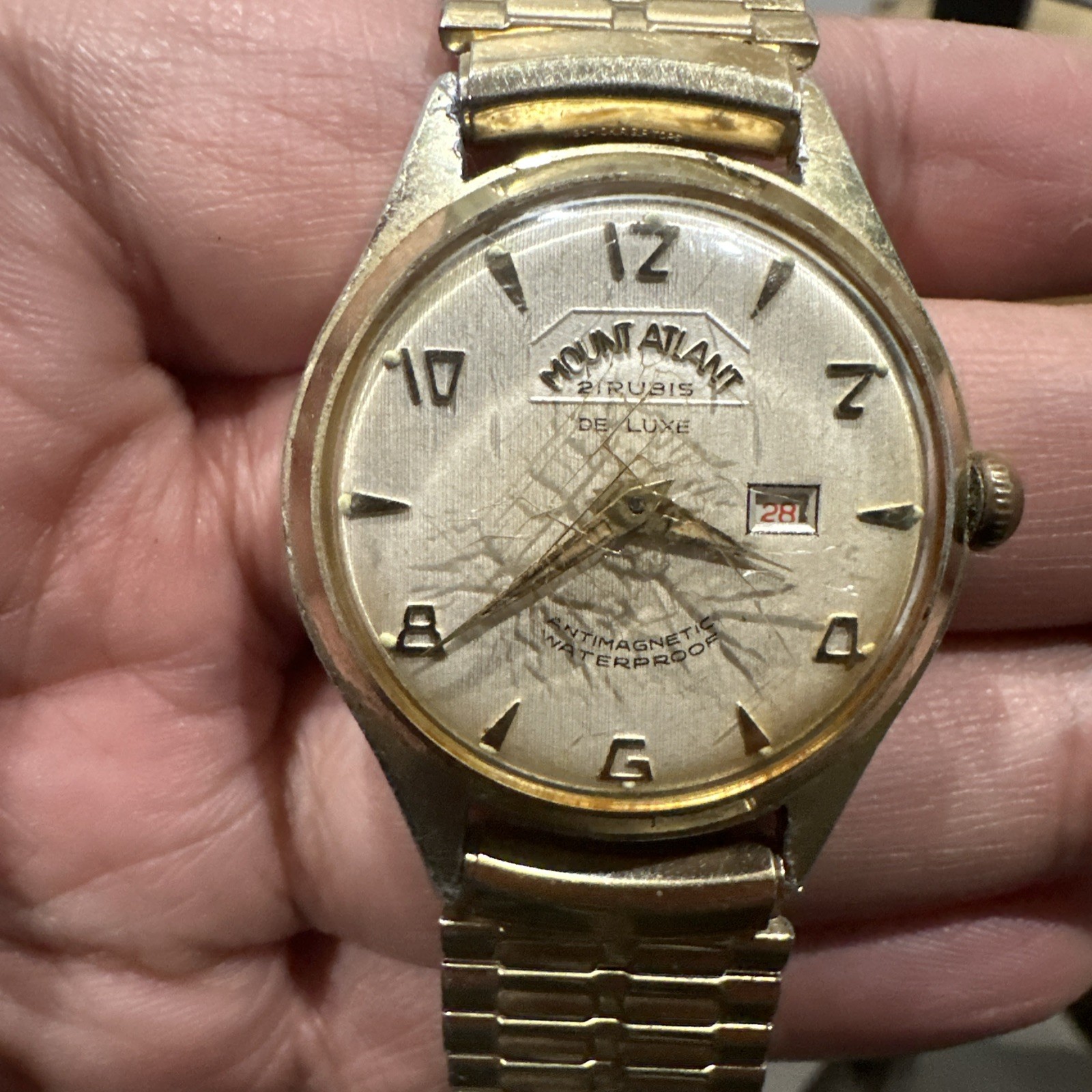 Working VTG Mount-Atlant Deluxe 33mm 21 Rubis Gold Manual Wind Mens Watch