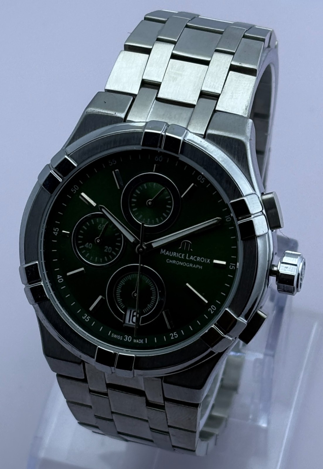 Refurbished Maurice Lacroix Aikon Chrono Quartz Green Dial Sub-Sec/Date Watch