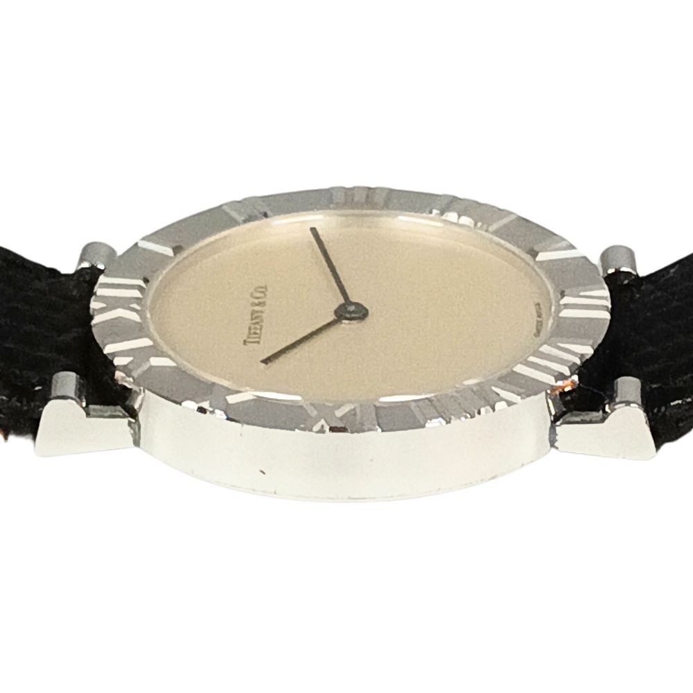 TIFFANY & CO. Atlas M0640 Quartz SV925 Sterling Silver Leather Men’s Watch