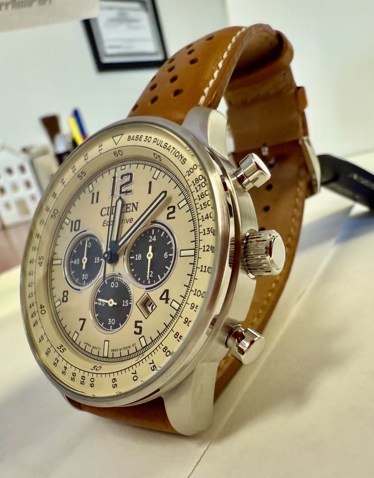 Citizen Eco-Drive Beige Men’s CA4500-08X Eco-Drive Chronograph Stainless Steel