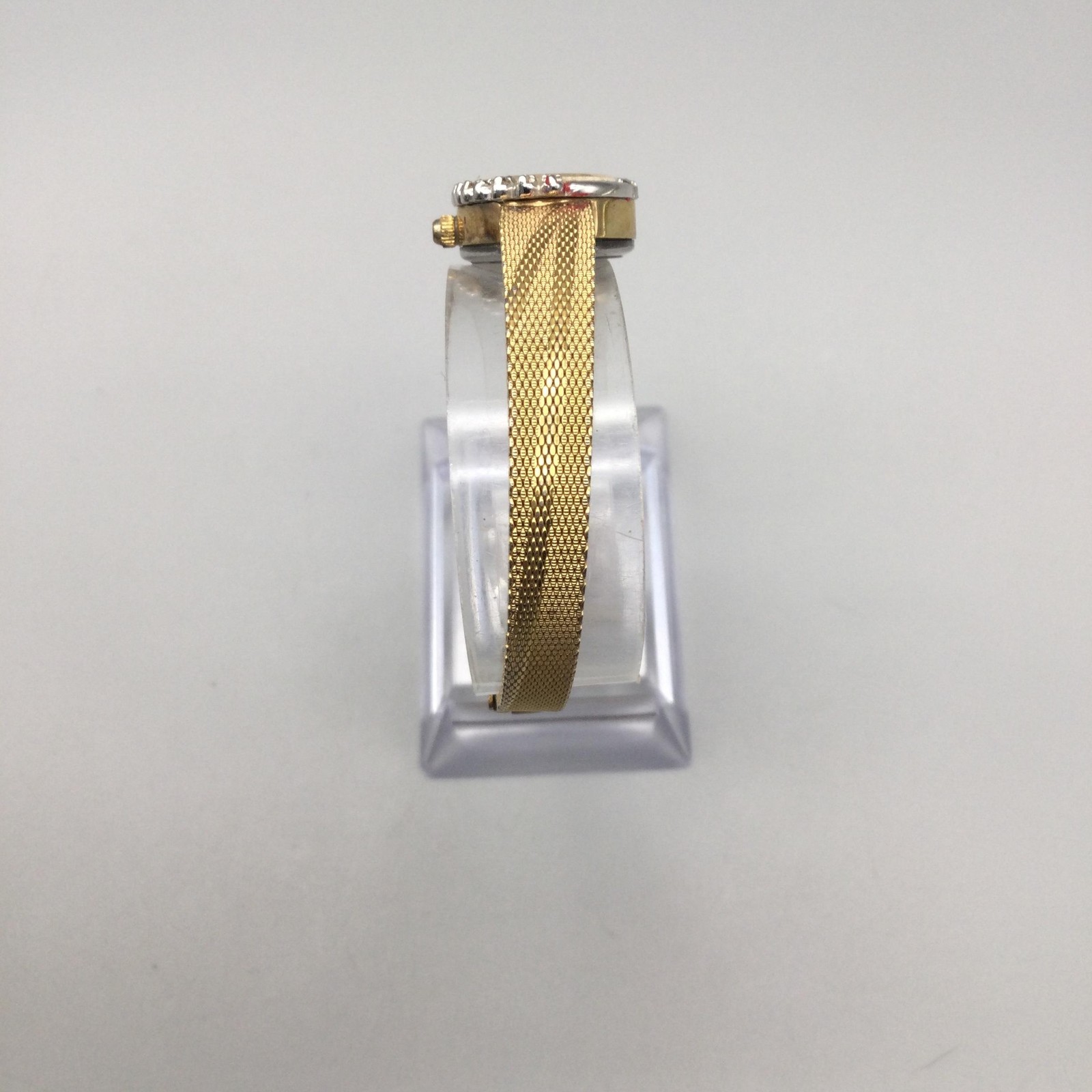 Gruen Womens Watch 17mm Oval Silver Gold Tone Diamond Accent Bezel New Battery