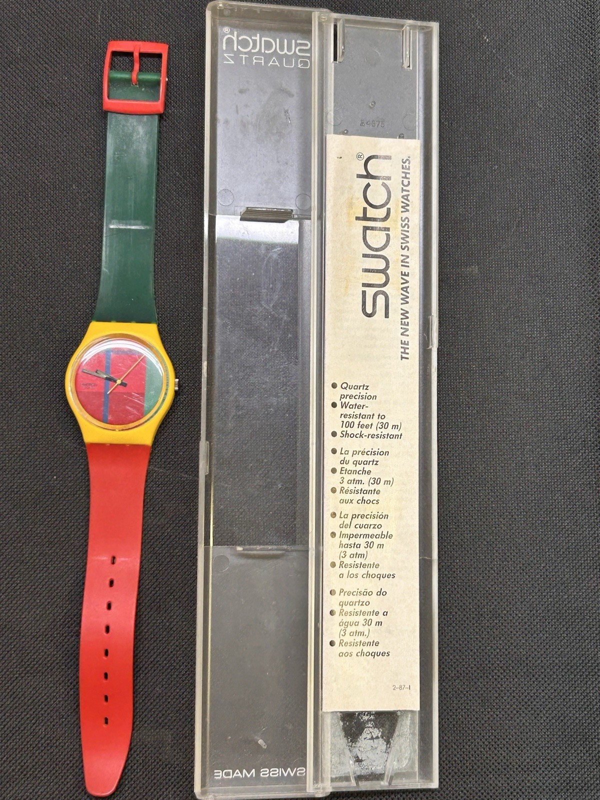 SWATCH Rare Vintage Swatch McGregor (GJ100) Wristwatch! Green, Yellow, Red