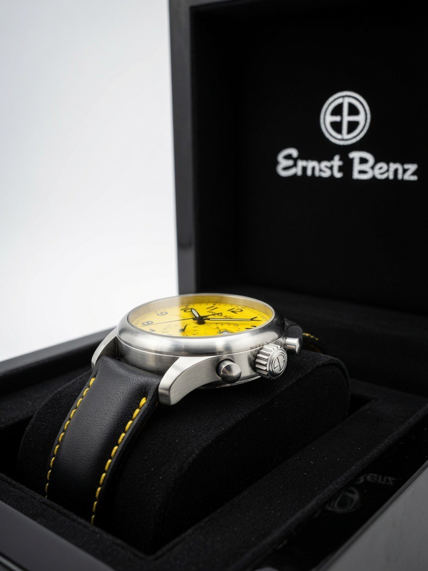Ernst Benz Chronoscope Automatic Chronograph watch with the rare yellow dial.