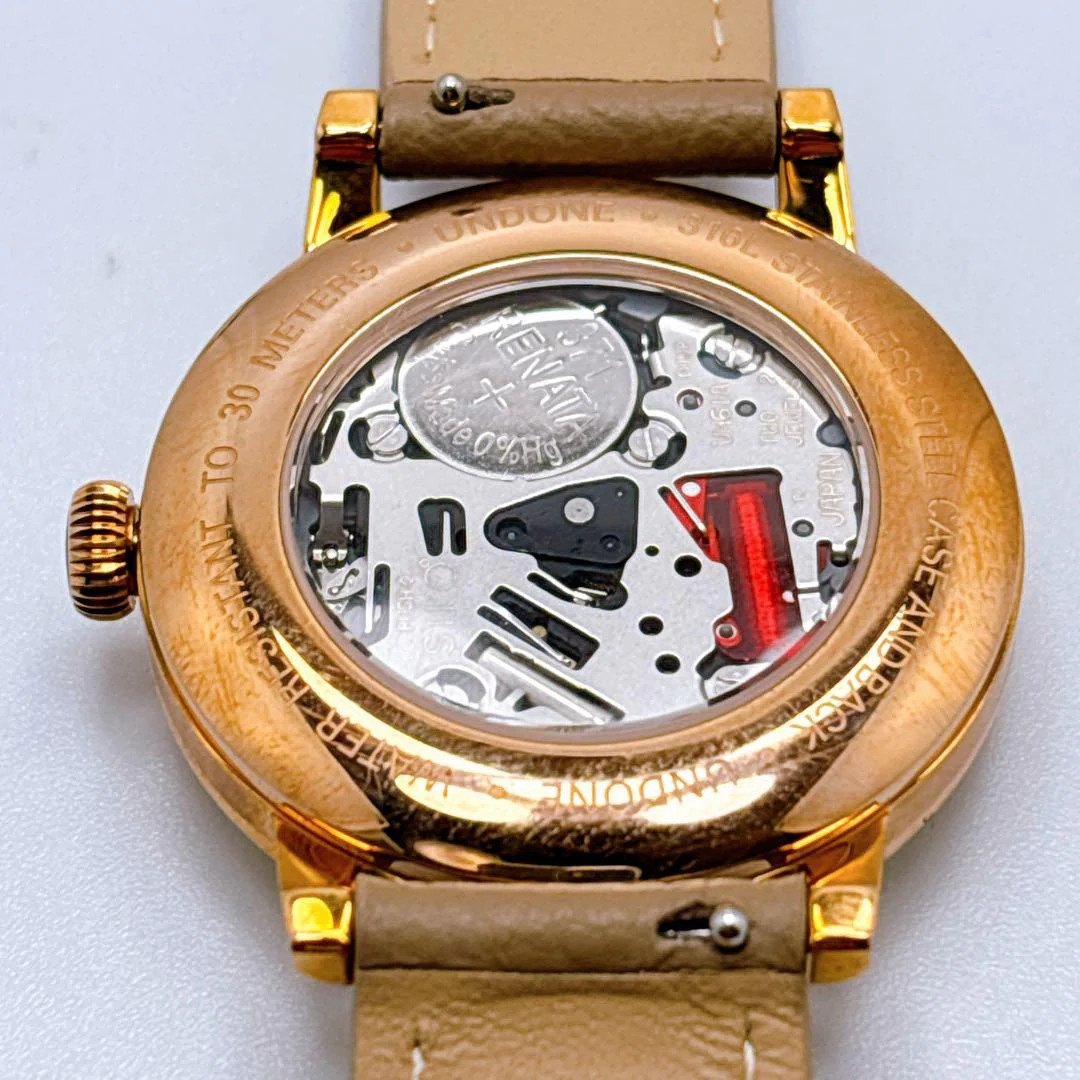 UNDONE 316L Quartz Stainless Steel 33mm Ivory Dial Beige Strap