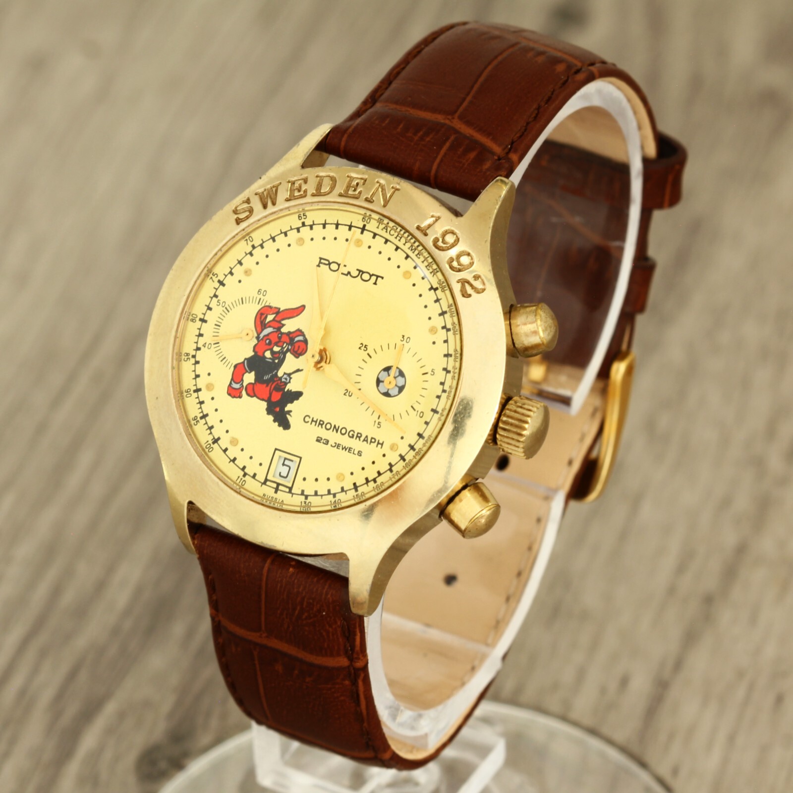 Poljot 3133 Sweden 1992 UEFA European Football Championship chronograph watch
