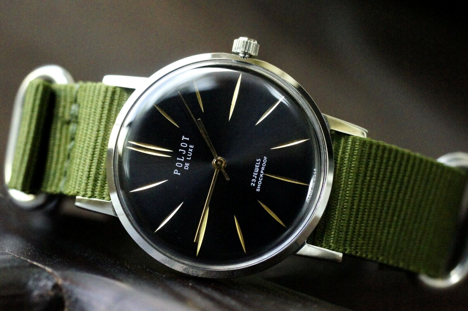 Mechanical Watch POLJOT De Luxe Ultra SLIM Nylon Strap Men’s Vintage Gift