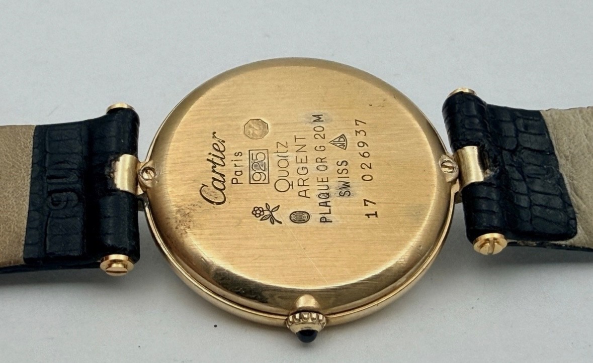 Cartier must de Cartier Original Maroon Burgundy Dial 18K Gold Plated 30mm WORKS