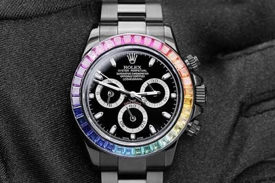 Rolex Cosmograph Daytona Black PVD/DLC Coated Watch Black Dial Rainbow Bezel