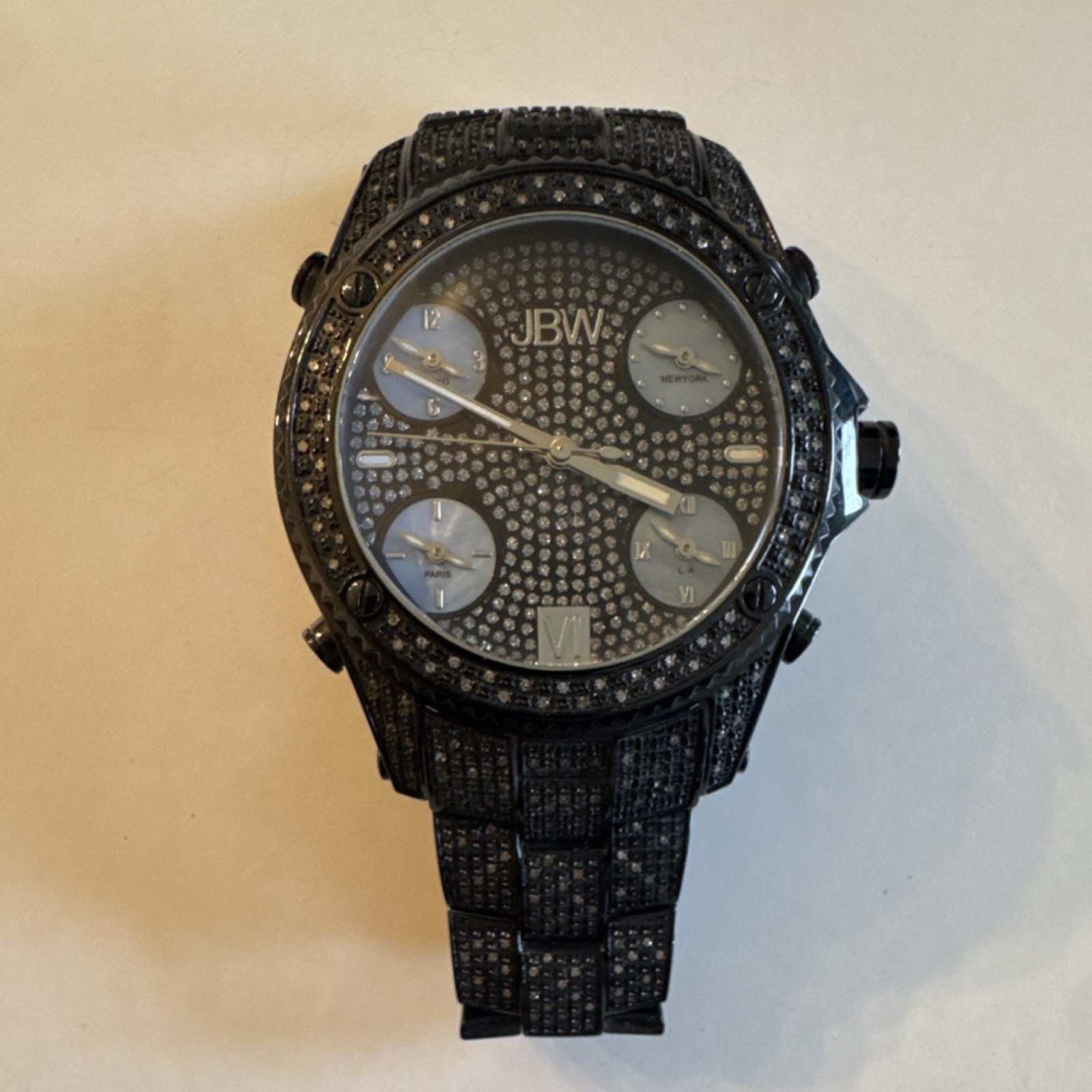 JBW Jet Setter Men’s Diamond Accent Black Stainless Steel Watch 5 ATM