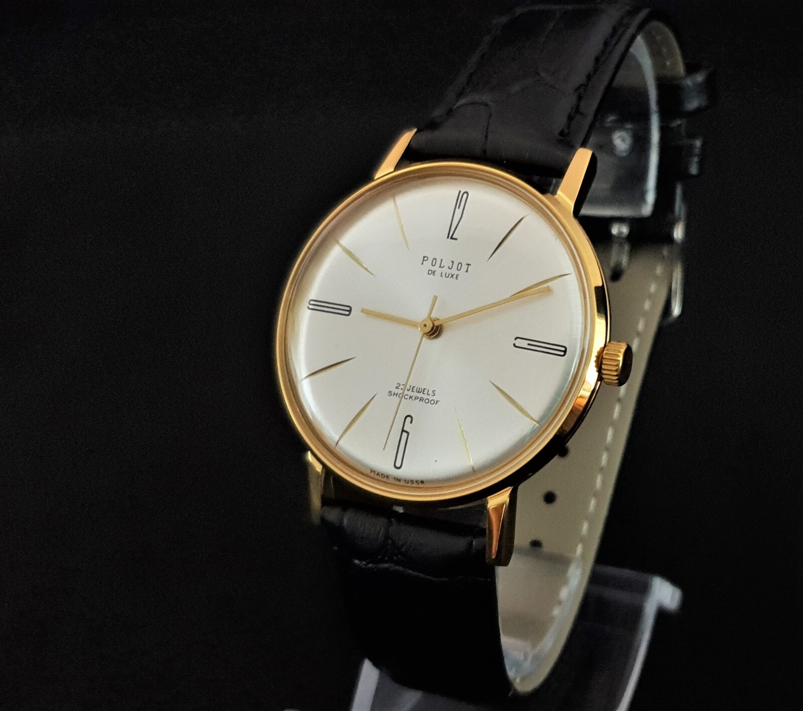 Vintage Watch USSR Poljot De LUXE Ultra SLIM 2209 Soviet Wristwatch
