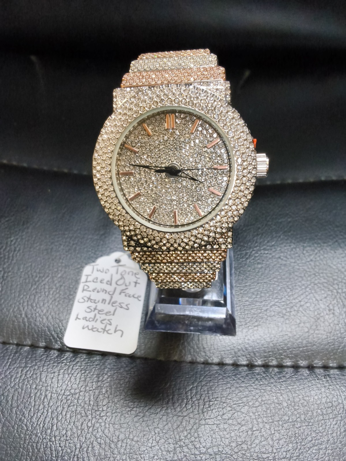 Two Tone Rose Gold Silver Iced Out Crystal Ladies Watch Quartz New 24.99Price: