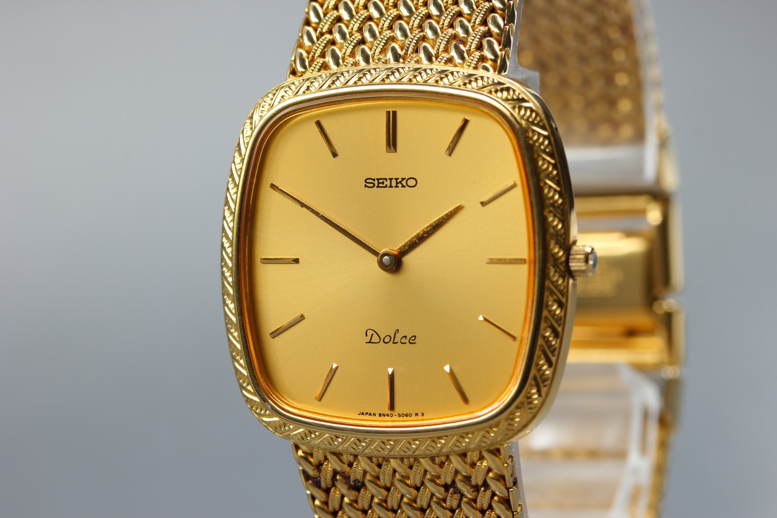 [MINT] Seiko Dolce 8N40-5040 Gold Square 30mm Quartz Men’s Watch From JAPAN