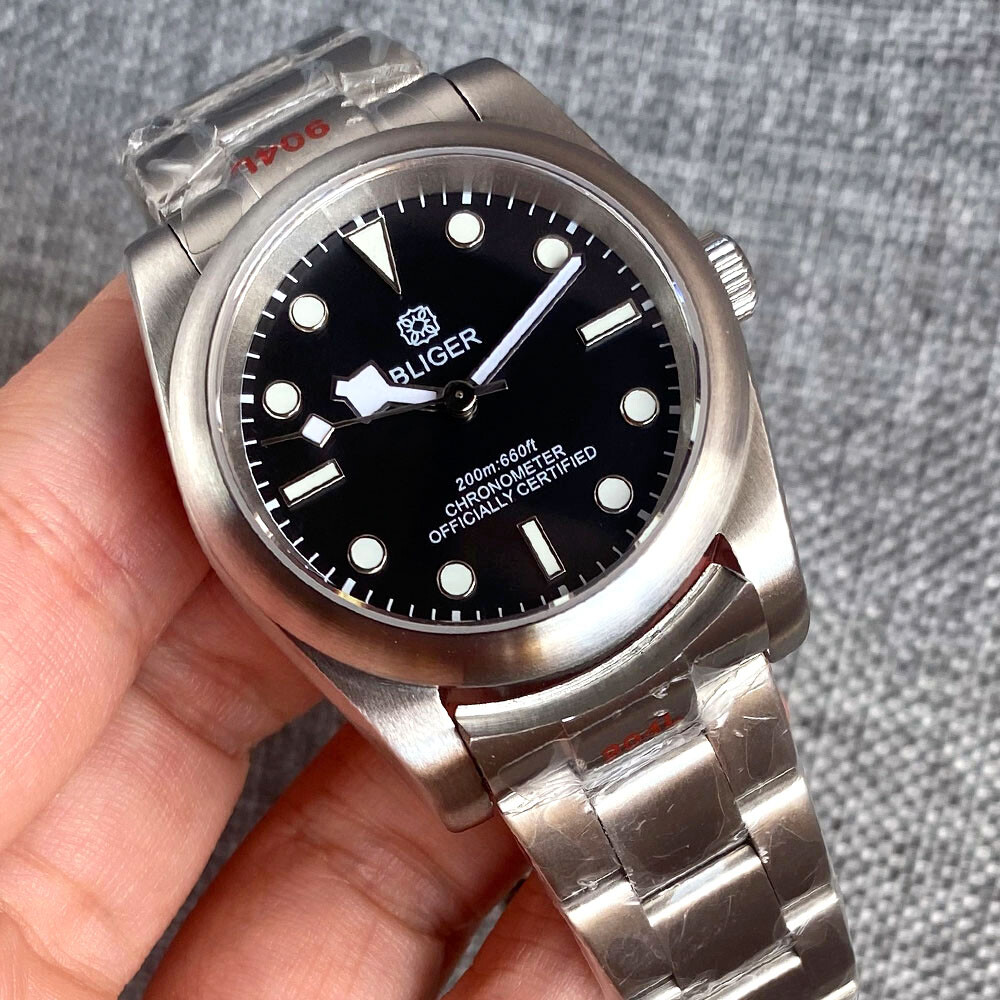 BLIGER 36mm/39mm NH35 PT5000 Satin-Finished Bezel Automatic Watch Sapphire Glass