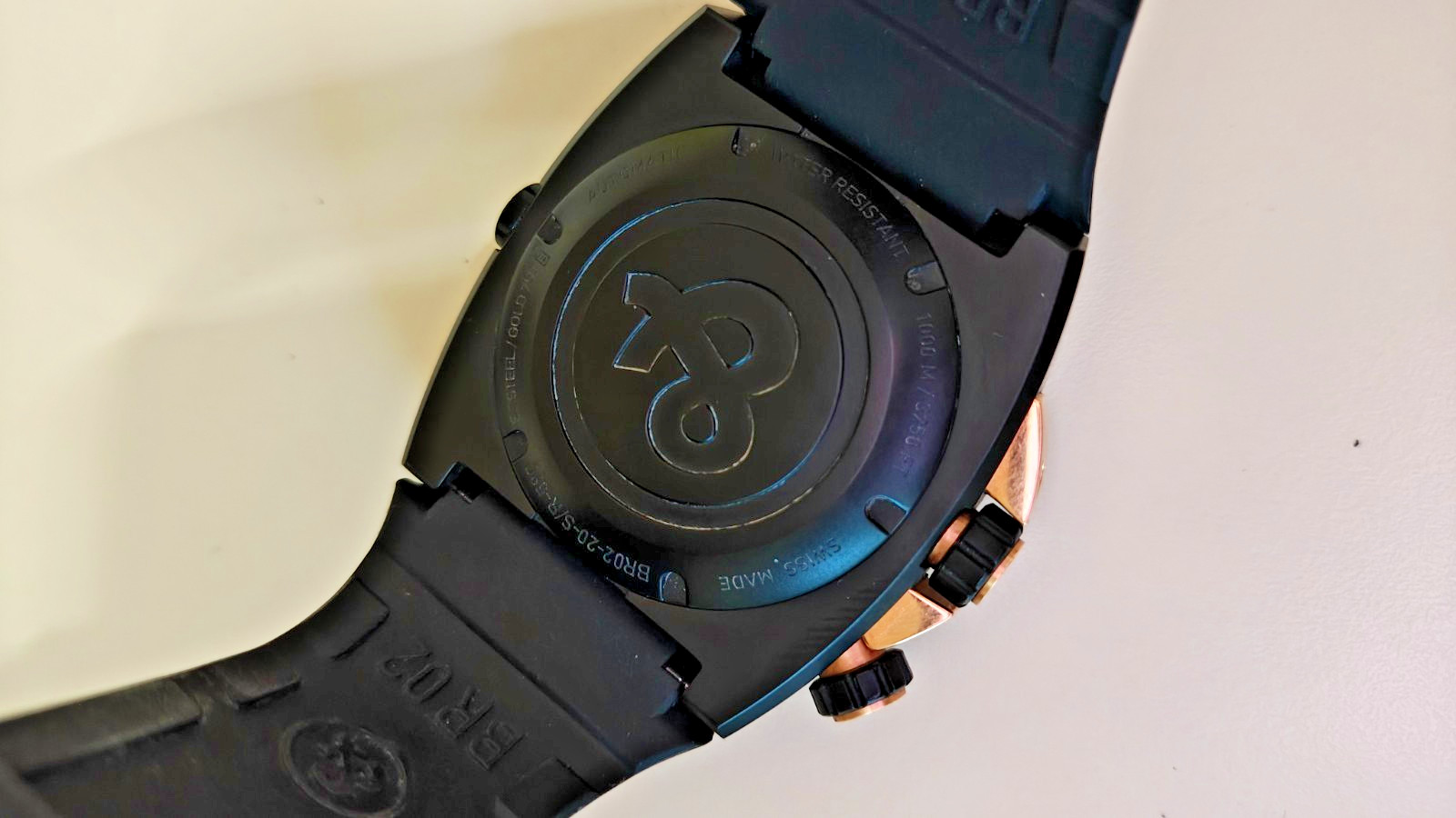 BELL & ROSS BR 02 DIVER PVD BLACK STEEL & ROSE GOLD