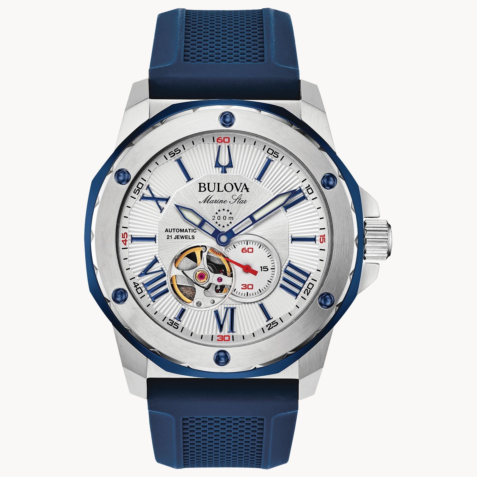 *BRAND NEW* Bulova Marine Star Silver-Tone Dial Silicone Band Men’s Watch 98A225