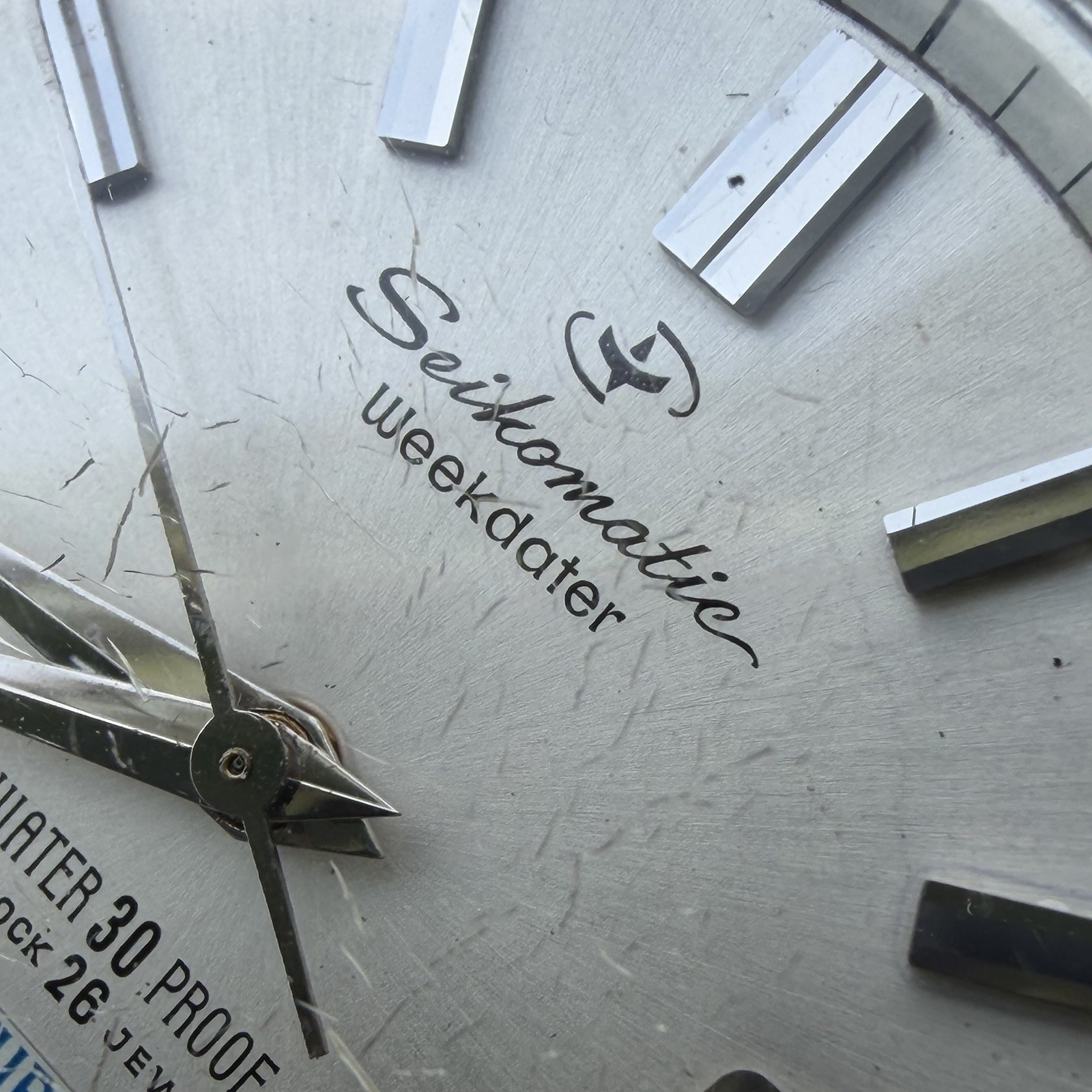 VTG! Seikomatic Weekdater Day Date Diashock 26 Jewels 6206-8990 Stainless Steel