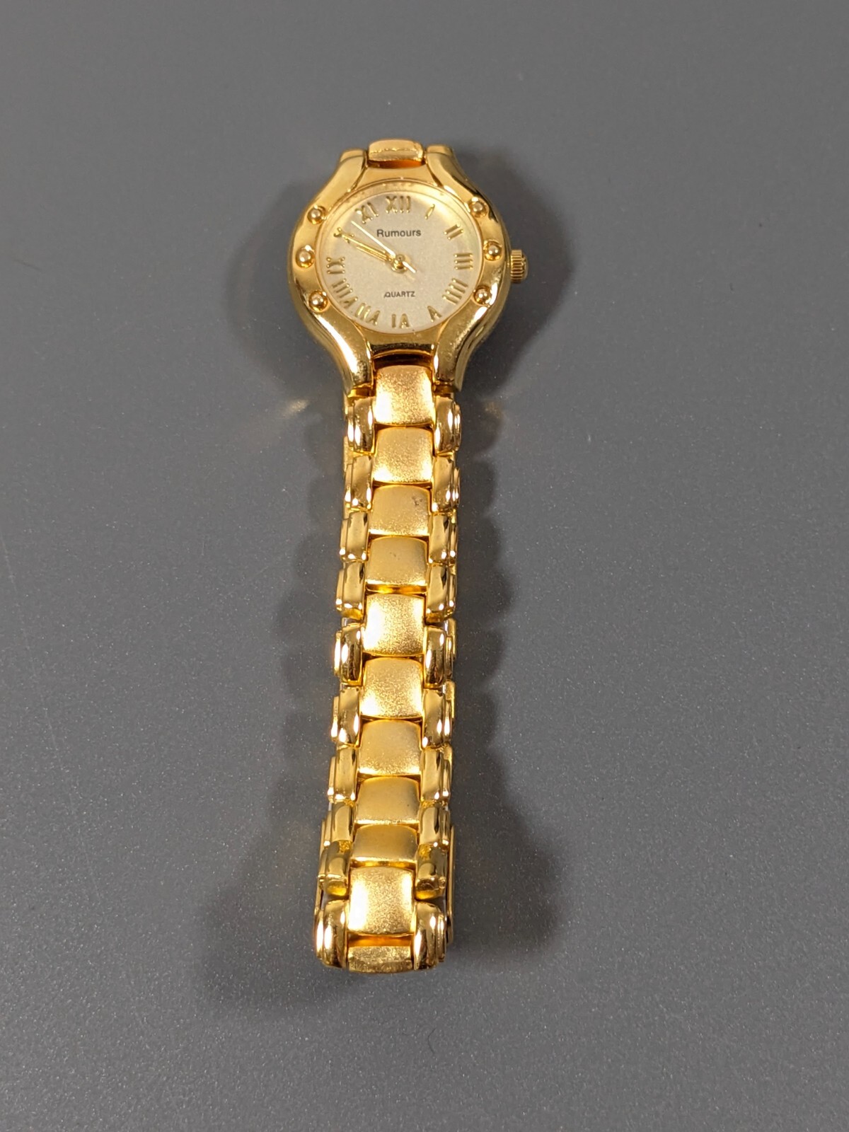 Rumours Golden Round Dial Bracelet Band Watch 6.75 in